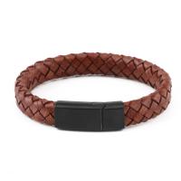 Cowhide Bracelet, with 316L Stainless Steel, Vacuum Plating, braided bracelet & different size for choice & for man, more colors for choice, Sold By PC