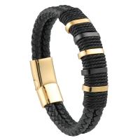 Bracelets cordon PU, Microfibre PU, avec acier inoxydable 316L, bracelet tressé & normes différentes pour le choix & pour homme, plus de couleurs à choisir, Vendu par PC