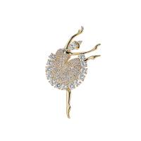 Cubic Zirconia Brooch Brass Dancing Girl plated micro pave cubic zirconia & for woman nickel lead & cadmium free Sold By PC