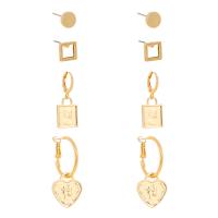 Zinc Alloy Earring Set gold color plated 4 pieces & for woman nickel lead & cadmium free    Sold By Set