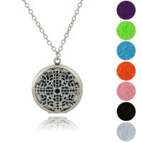 Perfume Locket Necklace, Brass, Round, plated, for woman & hollow, more colors for choice, nickel, lead & cadmium free, 27x27mm, Length:Approx 19.6 Inch, Sold By PC