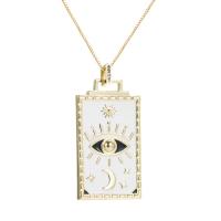Cubic Zircon Micro Pave Brass Necklace with 1.96 inch extender chain Rectangle gold color plated micro pave cubic zirconia & for woman & enamel white Length Approx 17.71 Inch Sold By PC