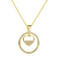 Cubic Zircon Micro Pave Brass Necklace, with 1.96 inch extender chain, Flat Round, gold color plated, different styles for choice & micro pave cubic zirconia & for woman & hollow, 23x23mm, Length:Approx 17.71 Inch, Sold By PC