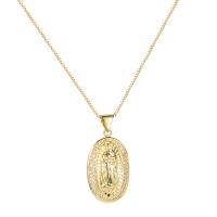 Cubic Zircon Micro Pave Brass Necklace, with 1.96 inch extender chain, Ellipse, gold color plated, micro pave cubic zirconia & for woman, 18x30mm, Length:Approx 17.71 Inch, Sold By PC