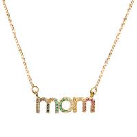 Cubic Zircon Micro Pave Brass Necklace Alphabet Letter gold color plated micro pave cubic zirconia & for woman & hollow multi-colored 25mm Length Approx 17.71 Inch Sold By PC