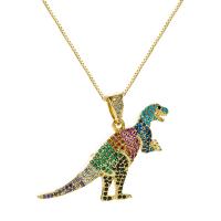 Cubic Zircon Micro Pave Brass Necklace, Dinosaur, gold color plated, micro pave cubic zirconia & for woman, more colors for choice, 40x30mm, Length:Approx 16.14 Inch, Sold By PC