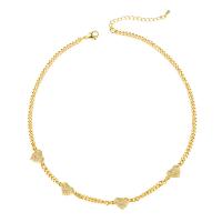Cubic Zircon Micro Pave Brass Necklace, with 1.96 inch extender chain, gold color plated, micro pave cubic zirconia & for woman, Length:Approx 16.14 Inch, Sold By PC