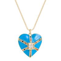 Cubic Zircon Micro Pave Brass Necklace, with 1.96 inch extender chain, Heart, gold color plated, snake chain & micro pave cubic zirconia & for woman & enamel, more colors for choice, 19x19mm, Length:Approx 15.74 Inch, Sold By PC