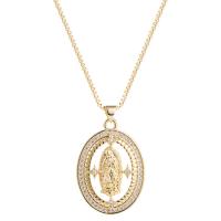 Cubic Zircon Micro Pave Brass Necklace, with 1.96 inch extender chain, Ellipse, gold color plated, different styles for choice & micro pave cubic zirconia & for woman & hollow, 23x30mm, Length:Approx 15.74 Inch, Sold By PC