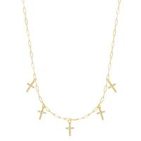 Cubic Zircon Micro Pave Brass Necklace, Cross, gold color plated, micro pave cubic zirconia & for woman, Length:Approx 15.74 Inch, Sold By PC