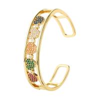 Brass Cuff Bangle, gold color plated, Adjustable & different styles for choice & micro pave cubic zirconia & for woman, 62x11mm, Sold By PC