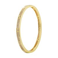 Brass Cuff Bangle gold color plated & micro pave cubic zirconia & for woman 62mm Sold By PC