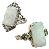 Tibetan Style Finger Ring, with Opal, antique silver color plated, fashion jewelry & different size for choice & different styles for choice & for woman, nickel, lead & cadmium free, Sold By PC