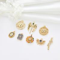 Rhinestone Brass Pendants gold color plated DIY & with rhinestone nickel lead & cadmium free Sold By PC