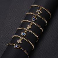alliage de zinc bracelet, avec 2.36inch chaînes de rallonge, Placage de couleur d'or, bijoux de mode & styles différents pour le choix & pour femme & avec strass, protéger l'environnement, sans nickel, plomb et cadmium, Longueur:Environ 6.3 pouce, Vendu par fixé