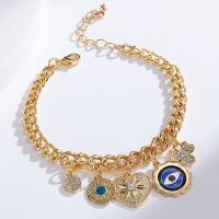 Zinc Alloy Bracelet with Glass Rhinestone & Brass & Iron with 1.97inch extender chain gold color plated fashion jewelry & for woman & enamel nickel lead & cadmium free Length Approx 7.09 Inch Sold By PC