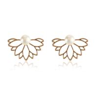 Zinc Alloy Stud Earring with Plastic Pearl plated fashion jewelry & for woman nickel lead & cadmium free Sold By Pair
