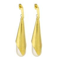 Stainless Steel Drop Earring, 316 Stainless Steel, with ABS Plastic Pearl, Vacuum Plating, fashion jewelry & for woman, golden, 59x13x49mm, 10Pairs/Lot, Sold By Lot