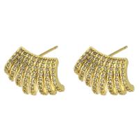 Boucles d'oreilles en laiton zircon cubique pavent, Placage de couleur d'or, bijoux de mode & pavé de micro zircon & pour femme, doré, 16x12mm, 5PC/lot, Vendu par lot