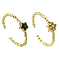 Cubique anneau en laiton Circonia Micro Pave, étoile, Placage de couleur d'or, bijoux de mode & pavé de micro zircon & pour femme, doré, 1.50mm, Taille:9, 10PC/lot, Vendu par lot