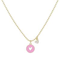 Brass Necklace Zinc Alloy with brass chain Heart gold color plated for woman & enamel nickel lead & cadmium free 14mm Sold By PC