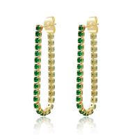 Cubic Zirconia Micro Pave Brass Earring gold color plated micro pave cubic zirconia & for woman nickel lead & cadmium free 35mm Sold By Pair