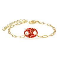 laiton bracelet, avec 1.97 chaînes de rallonge, Placage de couleur d'or, pour femme & émail, plus de couleurs à choisir, protéger l'environnement, sans nickel, plomb et cadmium, Longueur:6.7 pouce, Vendu par PC