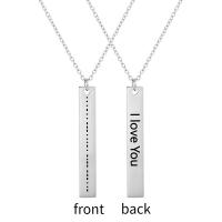 304 Stainless Steel Necklace with 1.97 extender chain Rectangle silver color plated Unisex & enamel silver color Length 19.7 Inch Sold By PC