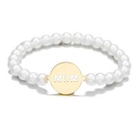 Plastic Pearl Bracelet with Brass Round gold color plated for woman golden 20mm Length 6.7 Inch Sold By PC