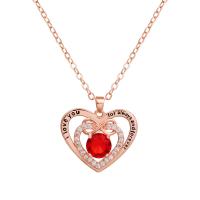 Cubic Zircon Micro Pave Brass Necklace with 1.97 extender chain Heart rose gold color plated micro pave cubic zirconia & for woman & enamel nickel lead & cadmium free 25mm Length 5.75 Inch Sold By PC