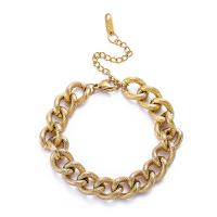 Stainless Steel Jewelry Bracelet, 304 Stainless Steel, with 1.97inch extender chain, fashion jewelry & Unisex, golden, 11mm, Sold Per Approx 5.91 Inch Strand