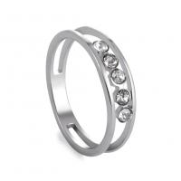 Titanium Steel Finger Ring & for woman & with rhinestone original color 5.4*65mm Sold By PC