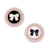 Jewelry Accessories Zinc Alloy with Plastic Pearl Flat Round rack plating DIY & enamel nickel lead & cadmium free Sold By PC