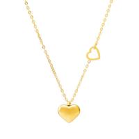 Collier d'acier titane, avec 5cm chaînes de rallonge, coeur, bijoux de mode & pour femme, doré, 11x11mm, Longueur:Environ 39 cm, Vendu par PC