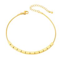 Stainless Steel Anklet Titanium Steel with 5cm extender chain Rectangle Vacuum Ion Plating fashion jewelry & for woman golden 6mm Length Approx 21 cm Sold By PC