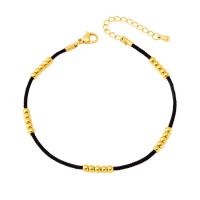 Stainless Steel Anklet, Titanium Steel, with Polyester Cord, with 5cm extender chain, Vacuum Ion Plating, Adjustable & fashion jewelry & Unisex, mixed colors, 3mm, Length:Approx 20 cm, Sold By PC