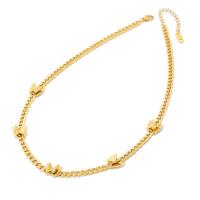 Titanstahl Halskette, mit Verlängerungskettchen von 5cm, Schmetterling, Einstellbar & Modeschmuck & für Frau, goldfarben, 11mm, Länge:ca. 40 cm, verkauft von PC