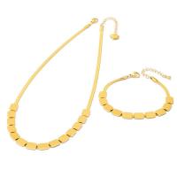 Titanstahl Halskette, mit Verlängerungskettchen von 5cm, Quadrat, Einstellbar & Modeschmuck & verschiedene Stile für Wahl & für Frau, goldfarben, 9mm, Länge:ca. 41 cm, verkauft von PC
