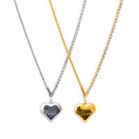 Titanium Steel Necklace, with 5cm extender chain, Heart, Vacuum Ion Plating, Adjustable & fashion jewelry & for woman, more colors for choice, 16x17mm, Length:Approx 39 cm, Sold By PC