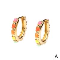 Brass Huggie Hoop Earring, gold color plated, for woman & enamel, more colors for choice, Sold By Pair