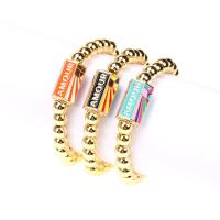 Латунь браслет, плакирован золотом, Мужская & эмаль, Много цветов для выбора, 170mm, продается PC
