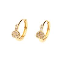 Cubic Zirconia Micro Pave Brass Earring, gold color plated, micro pave cubic zirconia & for woman, 6x15mm, Sold By PC