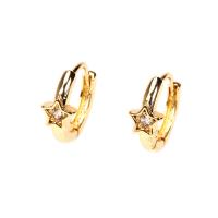 Cubic Zirconia Micro Pave Brass Earring, gold color plated, micro pave cubic zirconia & for woman, 5x14mm, Sold By PC