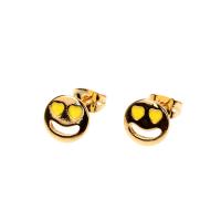 Brass Stud Earring, gold color plated, for woman & enamel, more colors for choice, Sold By Pair