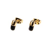 Brass Stud Earring gold color plated for woman & enamel Sold By Pair