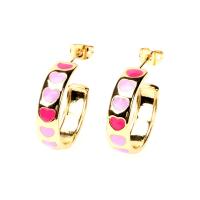 Brass Stud Earring, gold color plated, for woman & enamel, more colors for choice, 6x23mm, Sold By Pair