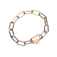 Brass Jewelry Set, bracelet & necklace, plated, different styles for choice & for woman & enamel, multi-colored, 160mm, Length:38 cm, Sold By PC