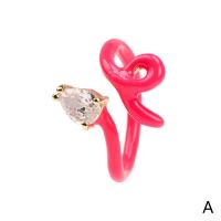 Mässing Cuff finger ring, olika stilar för val & micro bana cubic zirconia & för kvinna & emalj, fler färger för val, Säljs av PC