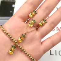 Cubic Zirconia Micro Pave Brass Jewelry Sets finger ring & bracelet & earring & necklace gold color plated & micro pave cubic zirconia & for woman multi-colored Sold By PC