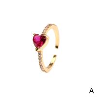 Латунь Манжеты палец кольцо, плакирован золотом, Регулируемый & инкрустированное микро кубического циркония & Женский, Много цветов для выбора, продается PC